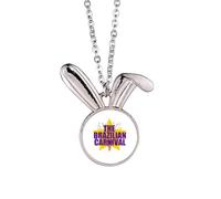 no/no Collar con colgante de conejo de pasión de carnaval brasileño, joyería de regalo