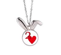 no/no Collar con colgante de conejo de póquer con diseño de corazón y luna de amor