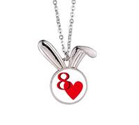 no/no Collar con colgante de conejo de póquer con forma de corazón de amor 8