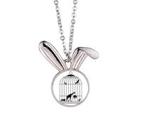 no/no Collar con colgante de conejo, diseño de animales y presas de león Art Deco