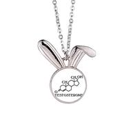 no/no Collar con colgante de conejo, diseño de moléculas de horm, diseño de conejo, joyería de regalo