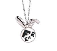 no/no Collar con colgante de conejo espacial con texto "Fear Tears Apart"