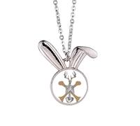 no/no Collar con colgante de conejo humano con diseño de conejo y conejo