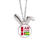 no/no Collar con colgante de conejo "I Am From Sao Tome Principe"