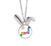 no/no Collar con colgante de conejo japonés con diseño de mapa de jerarquía y flor