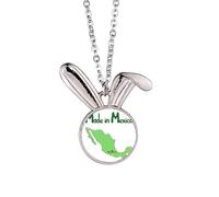 no/no Collar con colgante de conejo mexicano de estilo rústico con mapa de México, joyería de regalo