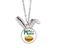no/no Collar con colgante de conejo mexicano para comida de maíz mexicano, joyería de regalo