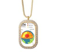 no/no Collar con colgante de corazón de tierra de geografía jerárquica con diamantes de cristal dorado