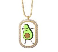 no/no Collar con colgante de corazón verde y aguacate de frutas, estilo Art Deco