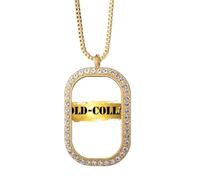 no/no Collar con colgante de corbata de sentido común de la cultura del idioma inglés con diamantes de cristal dorado