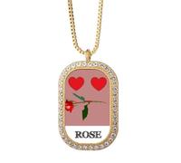 no/no Collar con colgante de cristal de diamante y oro con emoción de amor rojo