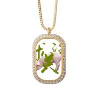 no/no Collar con colgante de cristal de diamante y texto en inglés "Perssion Allow Pigs Understand"