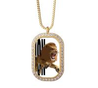 no/no Collar con colgante de cristal de diamantes y cristales dorados de Feline Lions Leap Feroz