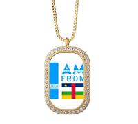 no/no Collar con colgante de cristal de diamantes y oro con texto "I Am From Central African Republic