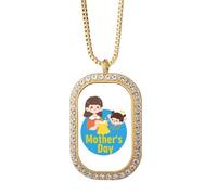 no/no Collar con colgante de cristal dorado con diamantes de imitación y amor para el Día de la Madre