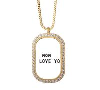 no/no Collar con colgante de cristal dorado con diamantes y texto en inglés «Mum I Love You» Faly Art Deco