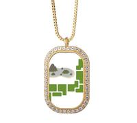 no/no Collar con colgante de cristal dorado con diseño de montañas, ríos, lagos, ecología japonesa