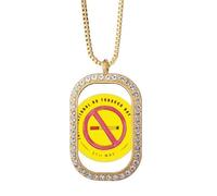 no/no Collar con colgante de cristal dorado con logotipo de Stop Smoking Art Deco