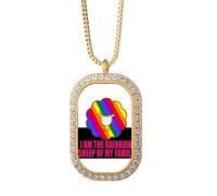 no/no Collar con colgante de cristal dorado con texto en inglés "I Am The Rainbow Sheep Of My Faly"