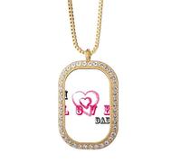 no/no Collar con colgante de cristal dorado con texto en inglés "I Love Dad Forever"