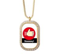 no/no Collar con colgante de cristal dorado de hip hop Music Truly Praises And Respects