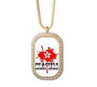 no/no Collar con colgante de cristal dorado de la región de Hong Kong