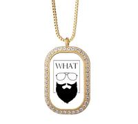 no/no Collar con colgante de cristal dorado para gafas, diseño de hombre con problemas de barba