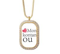 no/no Collar con colgante de dialecto con texto en inglés «I Love You» con diamantes y cristales dorados
