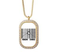 no/no Collar con colgante de diamante y cristal dorado con efecto de código de barras