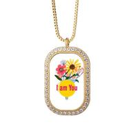 no/no Collar con colgante de diamante y cristal dorado para pareja y amor eterno