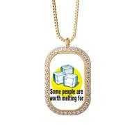 no/no Collar con colgante de diamantes de cristal dorado con palabras románticas que vale la pena derretir