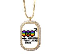 no/no Collar con colgante de diamantes de cristal dorado con texto en inglés "Marriage Is About Love Not Gender"