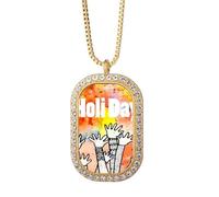 no/no Collar con colgante de diamantes de cristal dorado para fiesta de pareja, festival, celebración