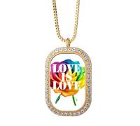 no/no Collar con colgante de diamantes de imitación de igualdad de arco iris, joyería dorada