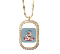 no/no Collar con colgante de diamantes y cristales dorados con logotipo Tie The Index And S Save Life