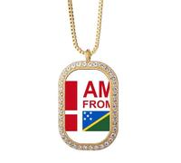 no/no Collar con colgante de diamantes y cristales dorados con texto "I Am From mon Islands"