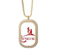 no/no Collar con colgante de dibujos animados de sentido común de la cultura del idioma inglés con diamantes de cristal dorado