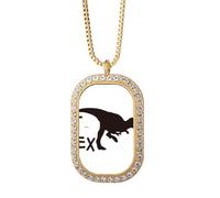 no/no Collar con colgante de dinosaurio carnívoro de caza con nombre de diamante, joyería dorada