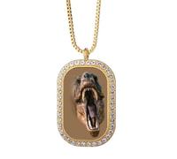 no/no Collar con colgante de dinosaurio tiranosaurio Rex abre la boca y dientes de diamantes de cristal dorado