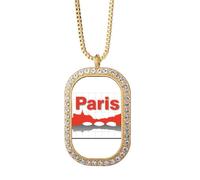 no/no Collar con colgante de eje coordinado de la ciudad de París con diamantes de cristal dorado