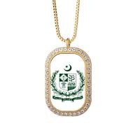 no/no Collar con colgante de emblema nacional de Pakistán con diamantes de cristal dorado
