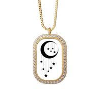 no/no Collar con colgante de estrella de luna y diamante, joyería dorada
