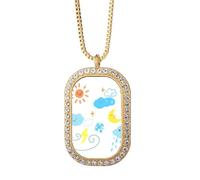 no/no Collar con colgante de expresión climática del clima y cristal dorado