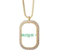 no/no Collar con colgante de fórmula matemática, representación de cálculo, multiplicación, joyería dorada de diamantes