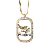 no/no Collar con colgante de gorriones, pájaros, animales, comida, amor, diamante, cristal, joyería dorada