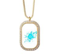 no/no Collar con colgante de gotas de tinta azul para carnaval, joyería dorada con diamantes de imitación