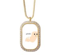 no/no Collar con colgante de gusano de mar con diamantes de cristal dorado