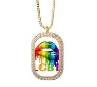 no/no Collar con colgante de igualdad de arco iris de identidad de diferenciación de género, joyería dorada de cristal de diamantes