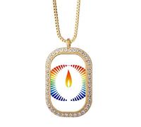 no/no Collar con colgante de igualdad de arco iris de identidad de diferenciación de luz, joyería dorada de cristal de diamantes