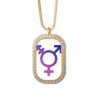 no/no Collar con colgante de igualdad de arco iris de identidad de género, joyería dorada de cristal de diamantes